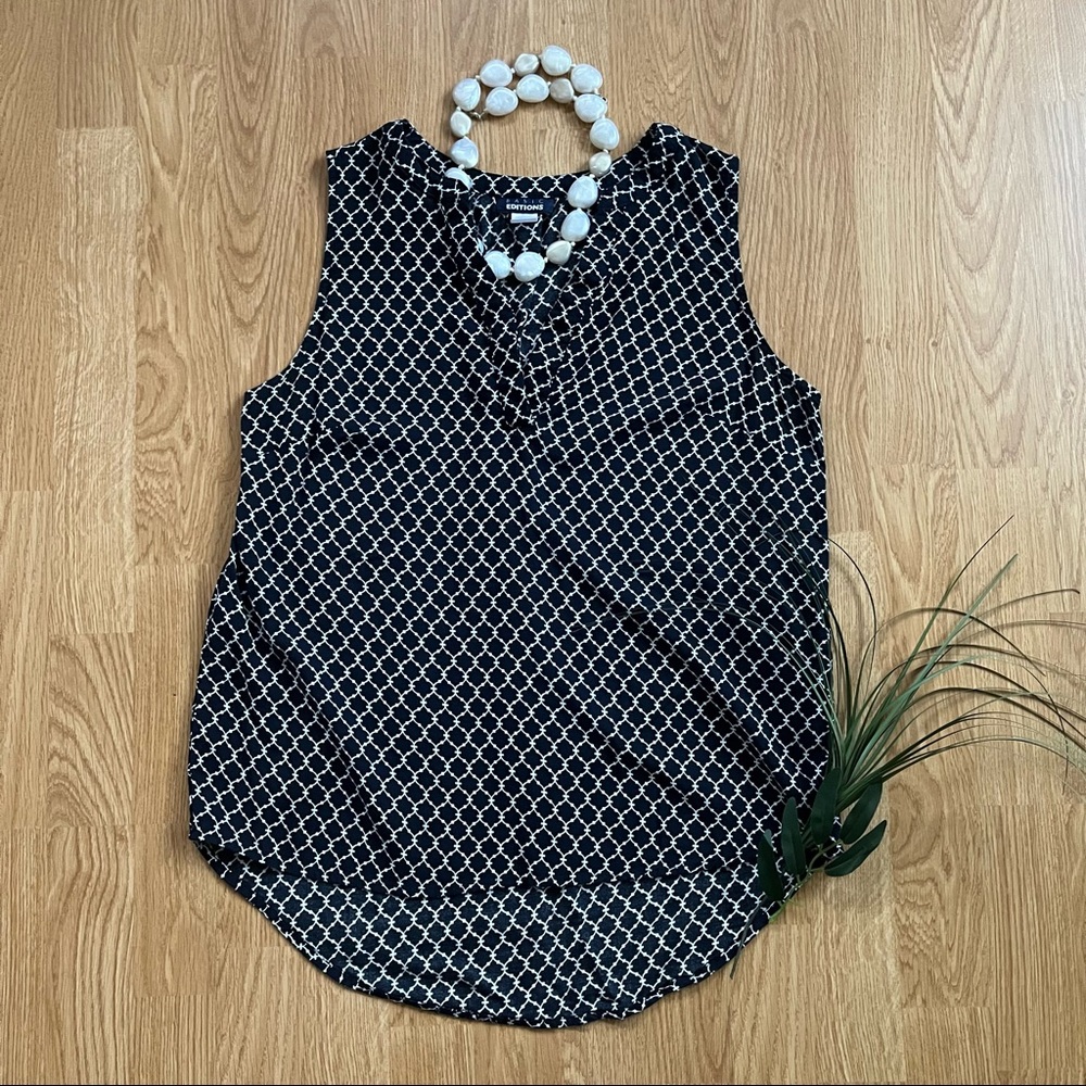 Navy blue patterned blouse